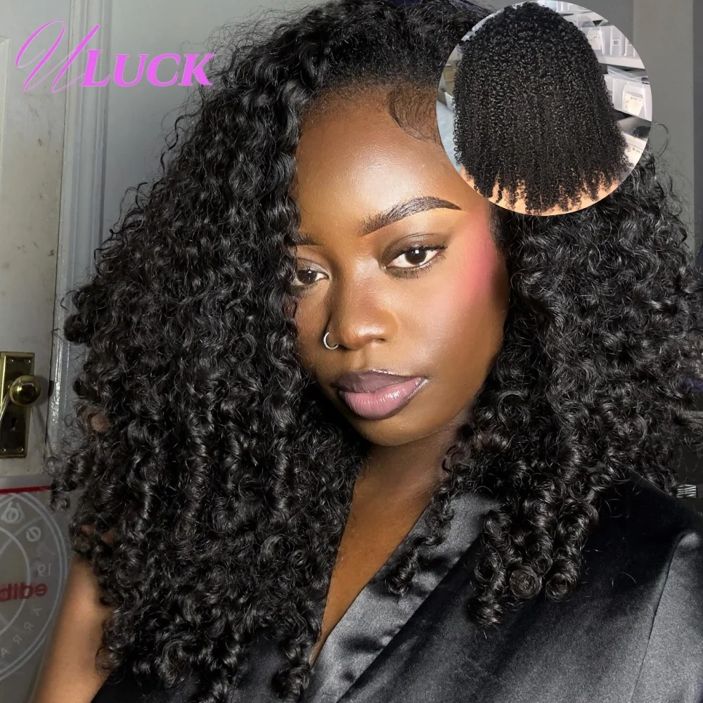 

Uluck Adjustable 3/4 Half Wigs Burmese Pixi Curly 350% Density Beginner Friendly Glueless Wig Real Human Hair Wigs Ready To Wear