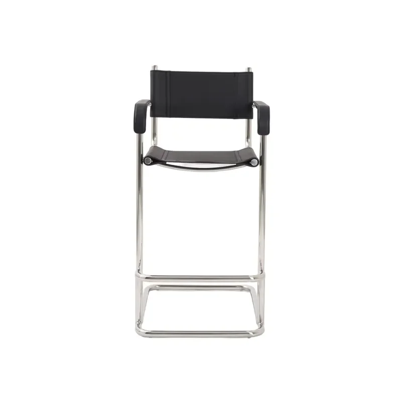 Modern Classic Leather Bar Stool Soft Padded Seat Chrome Frame Counter Chair for Kitchen Island Coffee Shop Home Furniture