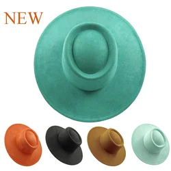 Nubuck leather hat Concave top big brim men's and women's hat Couple flat top fashion hat Pork pie hat Fedora sombrero hombre