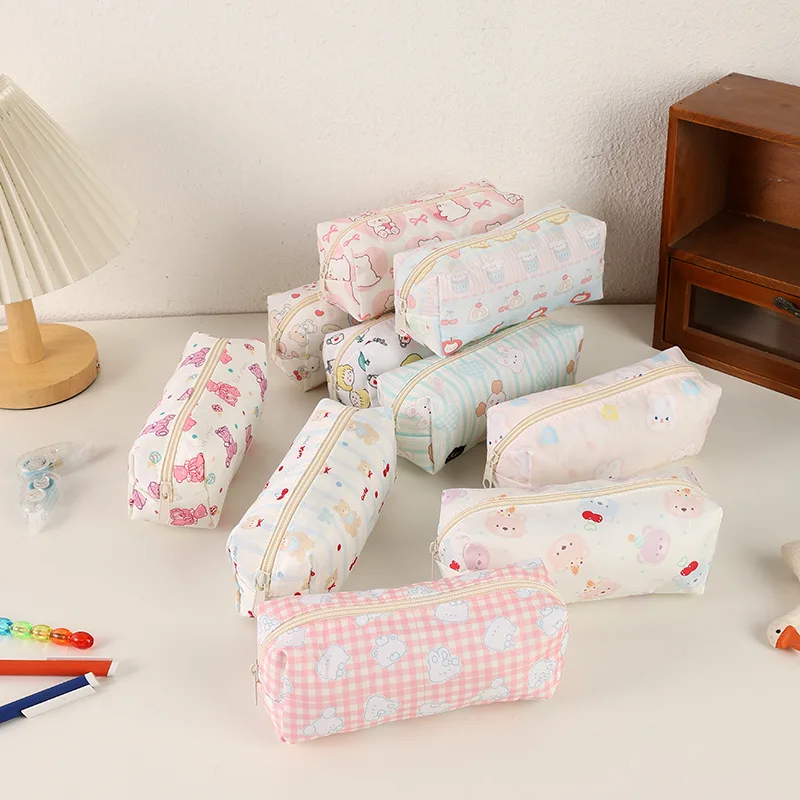 Bear Printing Pencil Holder Printed Cute Pen Bag Pencil Case Cute Cloth Stationery Bag For School Gift For Students Stationery