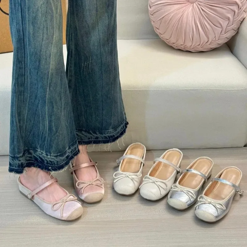 Summer Bow Mule slippers for women Fashion light slipper for women elegant interior lift flats