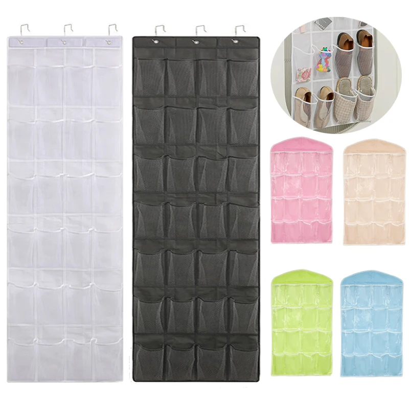 28/24/16 Pockets Wardrobe Hanging Bag Socks Bra Underwear Hanger Shoe Organizer Rack Over the Door Fabric Closet Organizer