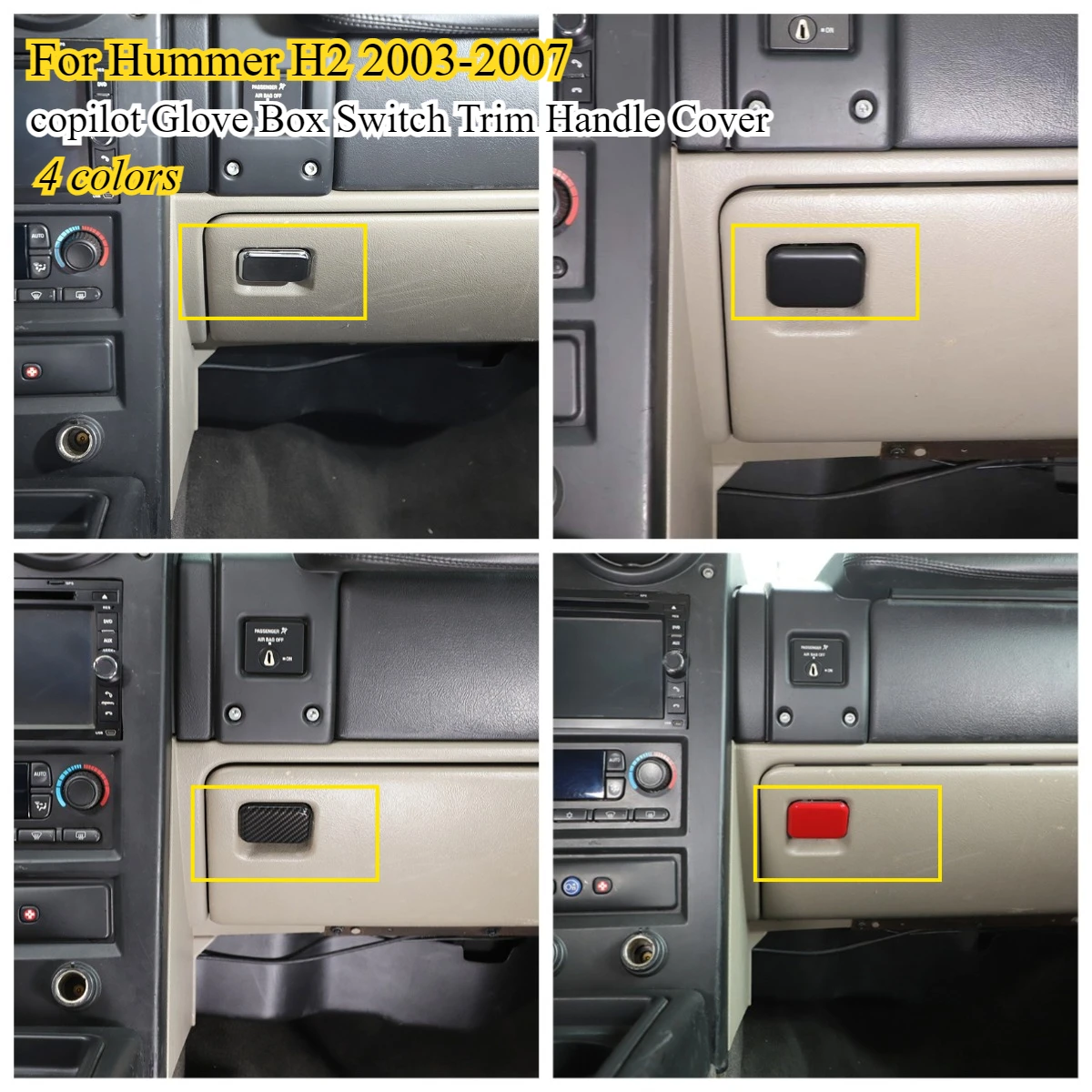

For Hummer H2 2003-2007 ABS Car Co-Pilot Glove Box Switch Button Trim Cover Decorative Sticker Car Accessories
