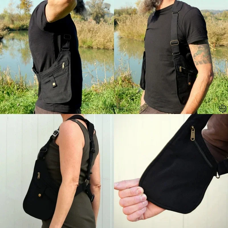 Mittelalterlicher Steampunk-Schulterrucksack, Vintage-Stil, doppelte Unterarm-Geldbörse, Tasche, Anti-Diebstahl-Holstertasche, wirtschaftlich