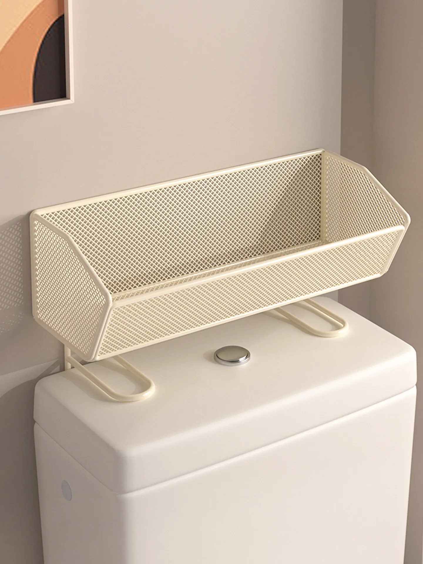 Bathroom Toilet above Shelf Storage Rack Multi-Function Washroom Accessories Organizer Simple Style Carbon Steel Fixed Structure