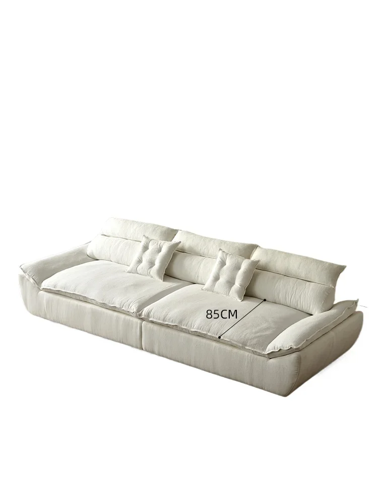 

Breathable linen wabi-sabi high-grade natural cotton and linen fabric sofa down can be detached and washed, straight row large s