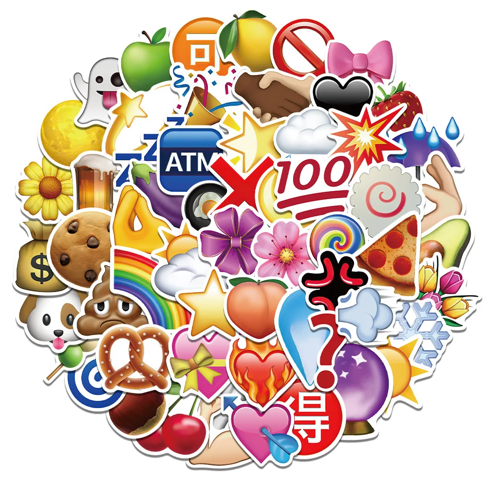 10/30/60pcs Cartoon Expression Small Pattern Stickers Personalized Decoration Luggage Compartment Notebook Cute Decals Stickers