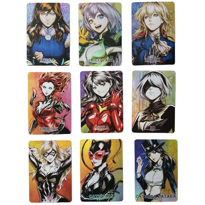 Anime Girl Flash Card Asuka benda Soryu Nami Wonder Woman Op05 serie di colori fai da te 54 fogli Action Toy Figure Game Collection