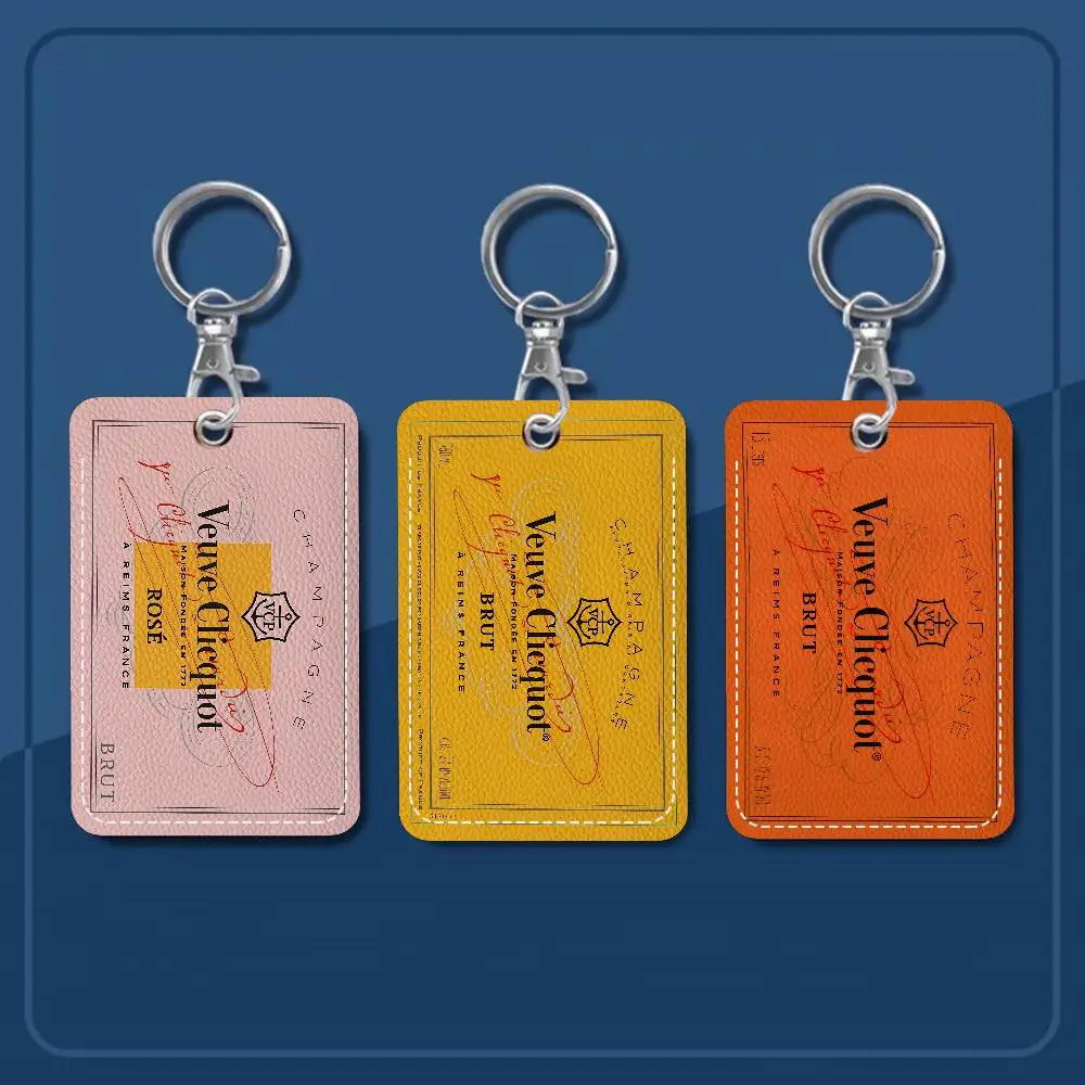 

Персонализированный держатель для карт V-Veuve C-Clicquot с принтом, подходит для девушек, чехол для карт, держатель для бейджей, брелок для ключей для женщин