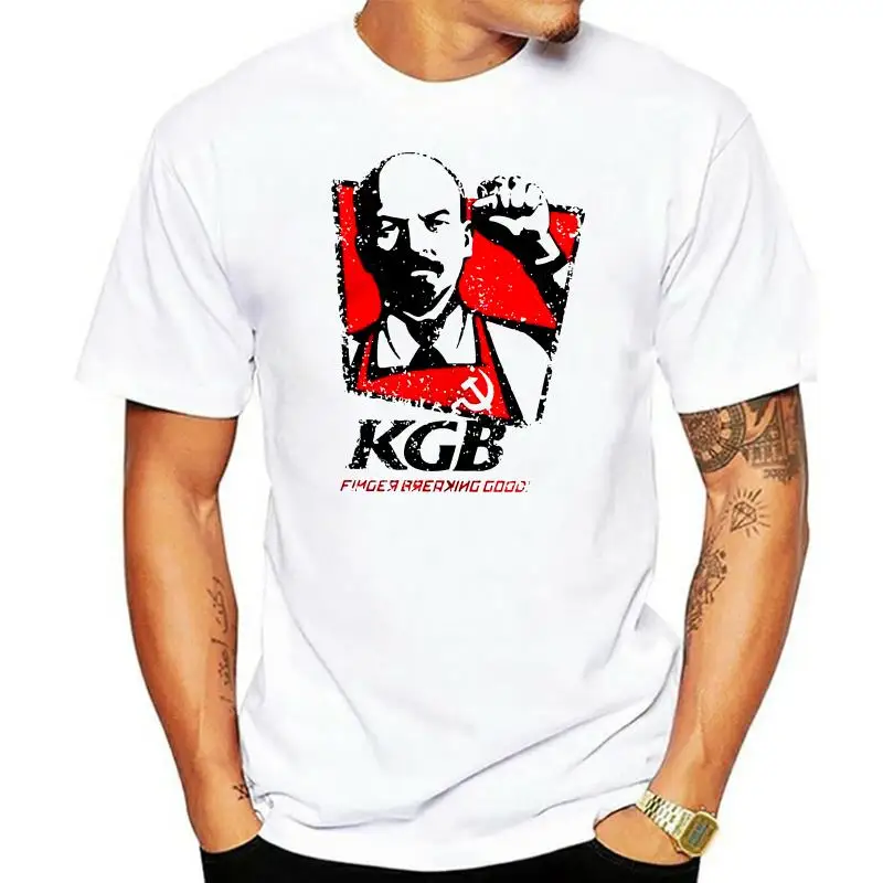 KGB Vladimir Lenin Men T Shirts USSR Russia Communism Marxism Socialism Vintage Tees Crewneck T-Shirts Cotton Gift Clothes