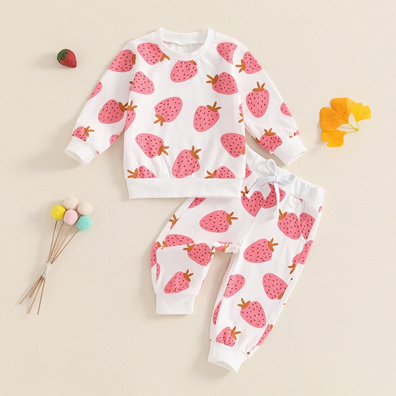 Toddler Baby Girl Clothes 3 6 9 12 18 24 Months Printed Long Sleeve Sweatshirt Top Pants Set Fall Winter Outfits