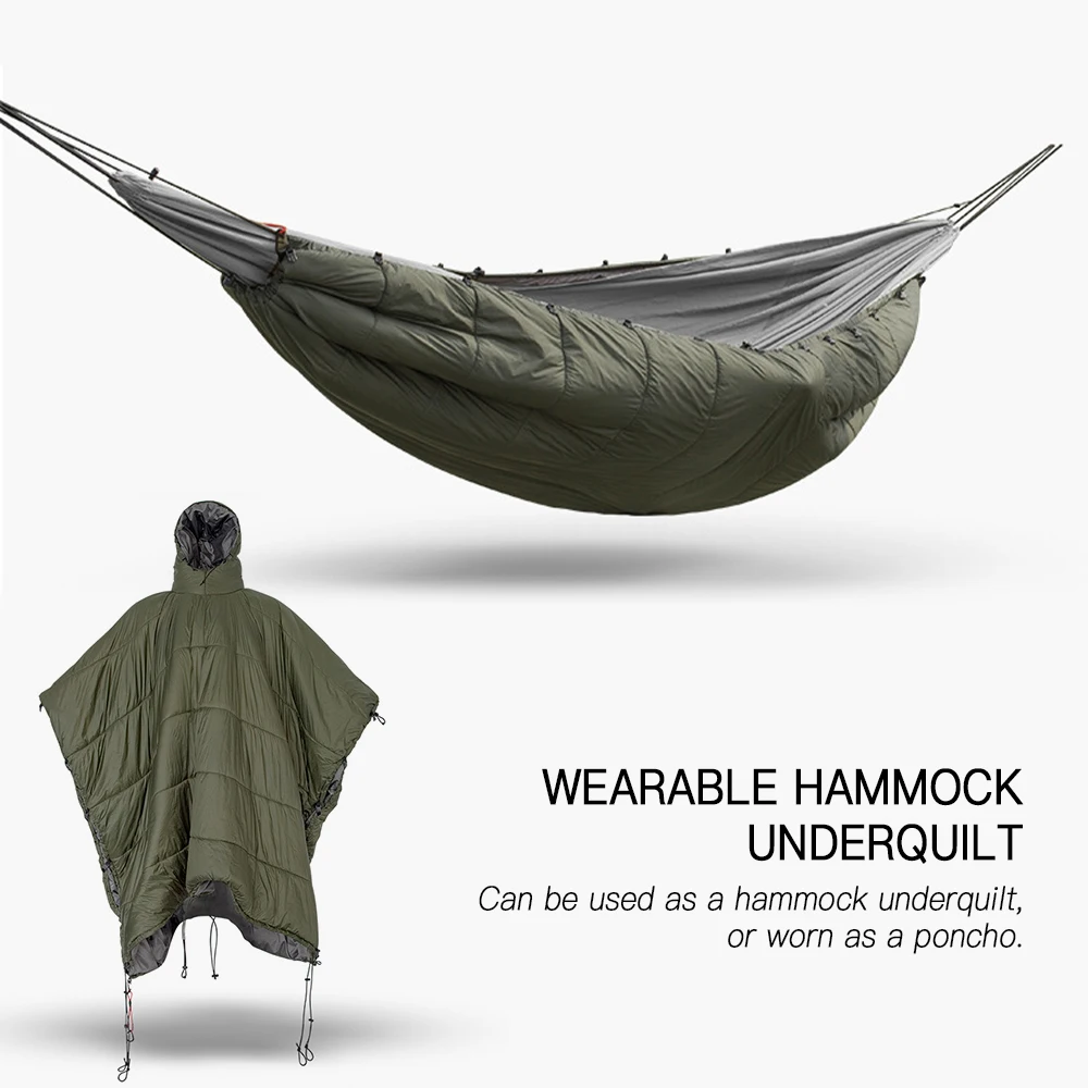 Multifunctional Hammock Underquilt Winter Warm Hammock Under Blanket Poncho for Camping Hiking Traveling