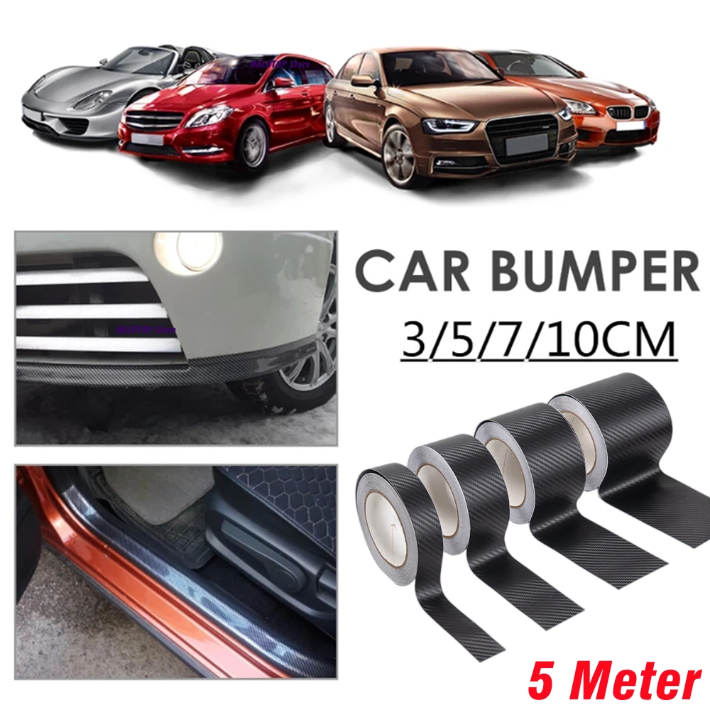 3D Nano Carbon Fiber Car Bumper Door Guard Protection Film 5m car door sill protector sticker Black Waterproof Anti Scratch Tape