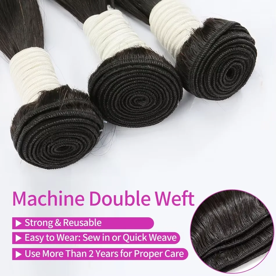 100% 인모 브라질리언 본 스트레이트 버진 미가공 3 4 묶음 12A 헤어 내추럴 컬러 레미 생모 더블 위브 도매