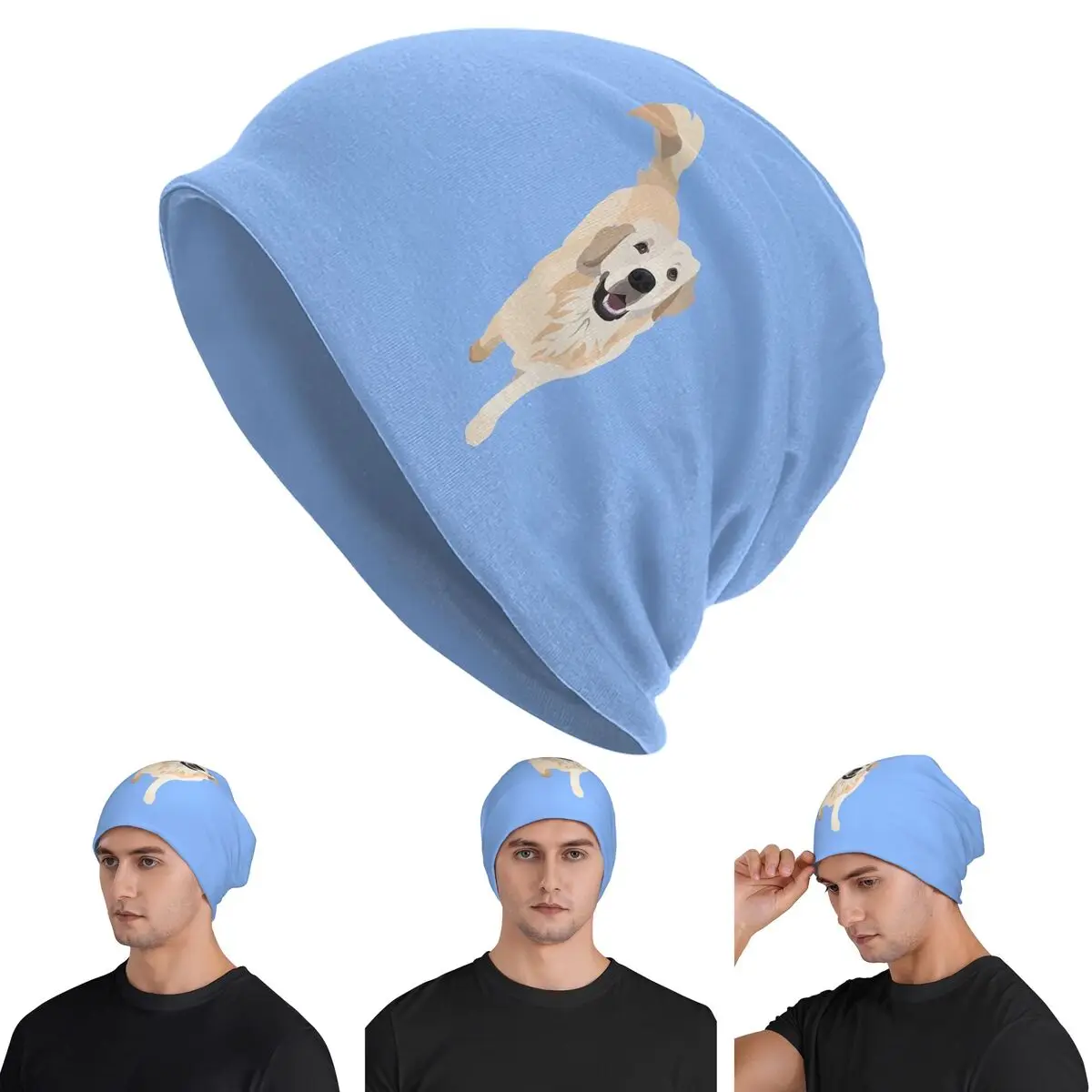 

Golden Retriever Doggo - LIGHT BLUE Skullies Beanies Hats Warm Autumn Winter Outdoor Cap Knitted Bonnet Caps for Men Women Adult