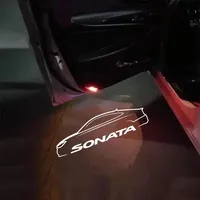 2Pcs Led Car Door Welcome Logo Lights Accessories For SONATA LF 2015 2016 2017 2018 2019 Russia 2018- Now