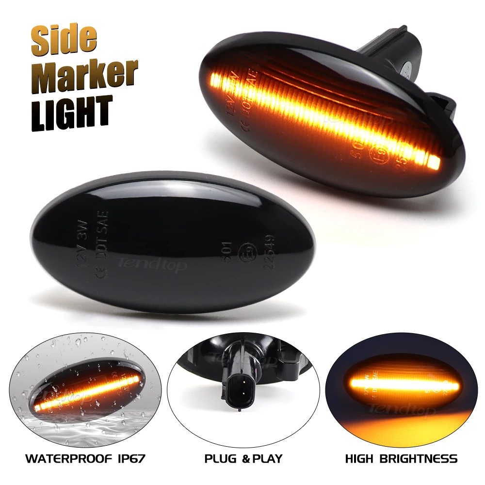 2Pcs Side Marker Light Sequential Flashing LED Turn Signal Indicator Lamp For Subaru Forester Impreza 2008-2019