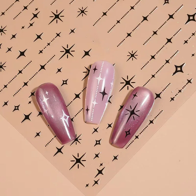 3D Stern Nail Art Aufkleber Abziehbilder Selbstklebendes Metall Silber DIY Nagelaufkleber Dekoration Abziehbilder Maniküre Zubehör – Detail 5