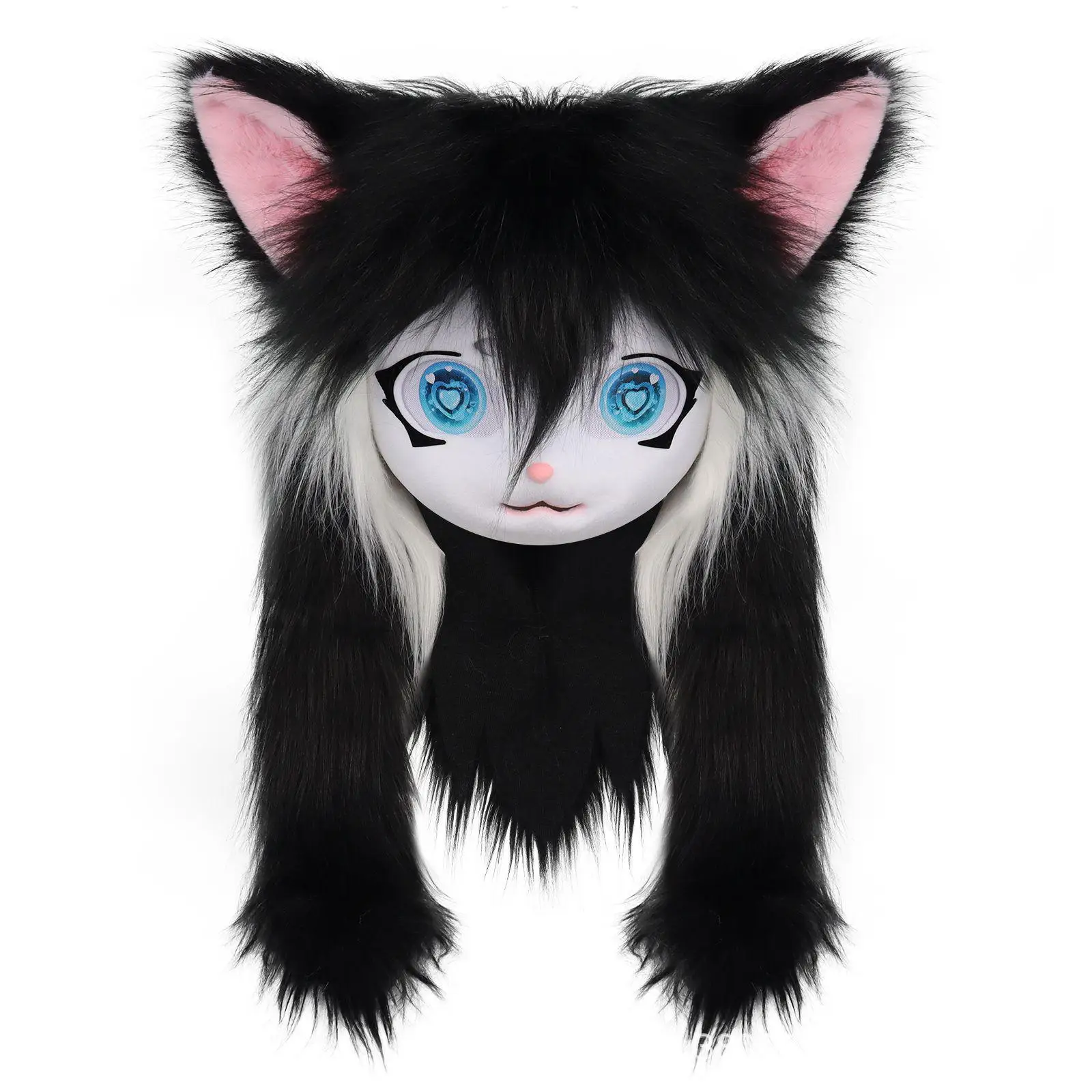 Kemono Kig Cat Furry Head Wearable Plush Headcover Cosplay Lolita Cute Fursuit Mask
