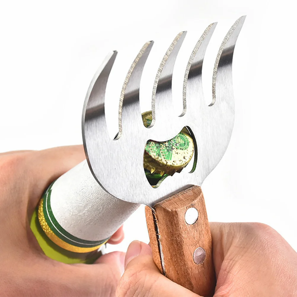 

1 шт., вилка для измельчения мяса из нержавеющей стали, длинная деревянная ручка, инструмент для барбекю, шведского стола, металлический измельчитель, когти, измельчение мяса