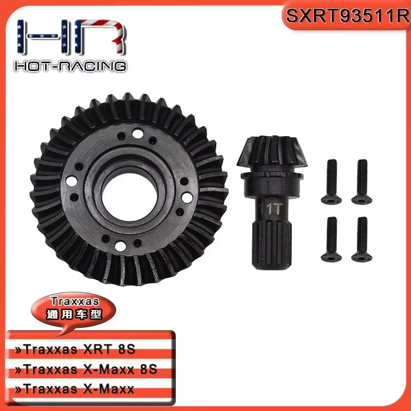 Hot Racing Hi Torque Steel Helical Spiral 35T/11T Front and Rear Gear Set for Traxxas X Maxx XRT 4WD