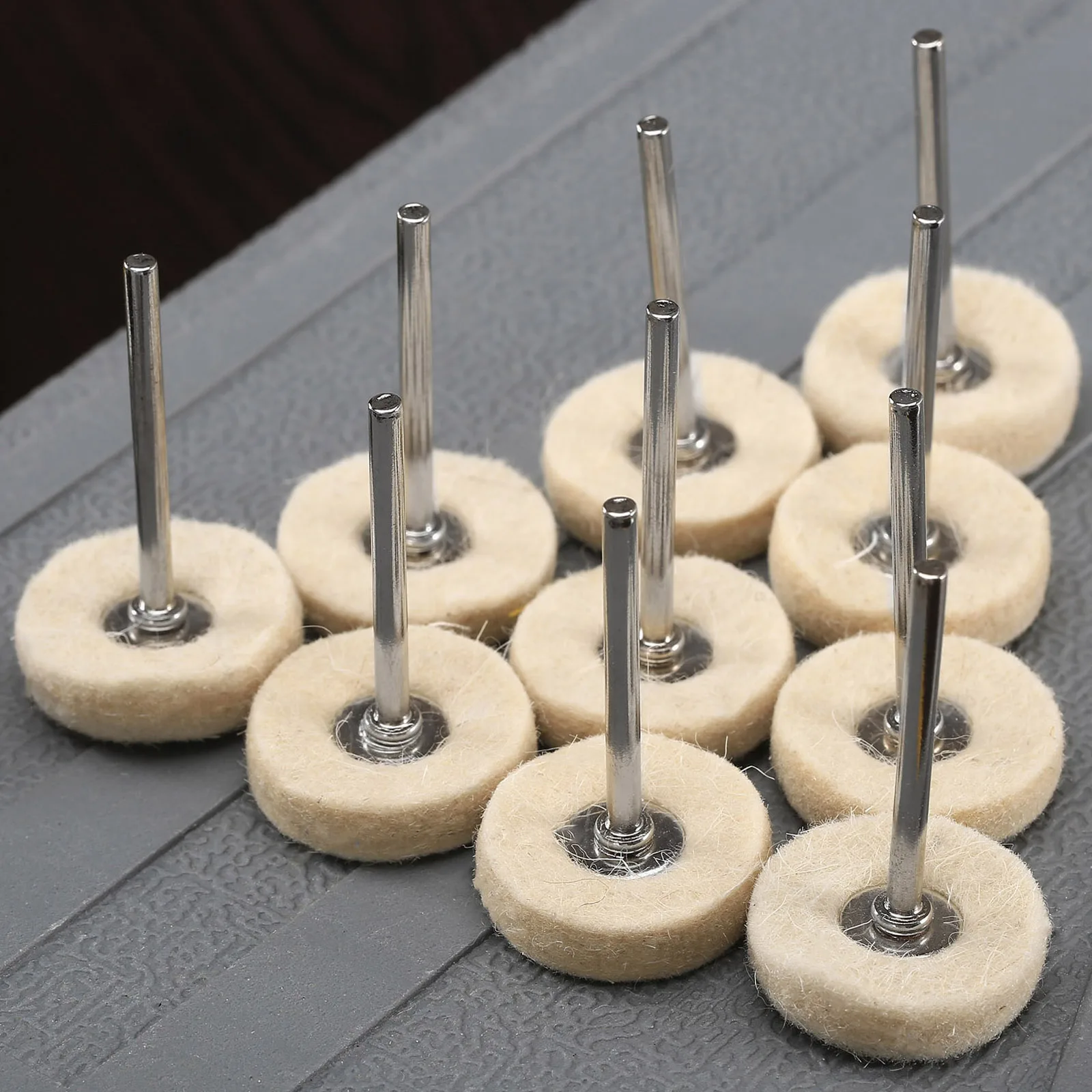 10Pcs Metal Sanding Polishing Buffing Grinding Wheel Brush 25mm Wool Rotary Brush For Dremel Rotary Tool 25mm Round Wool Felt