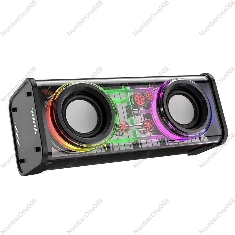 

Transparent Dazzling Lights Bluetooth Speaker V8 Small Steel Cannon Mecha Small Steel Cannon