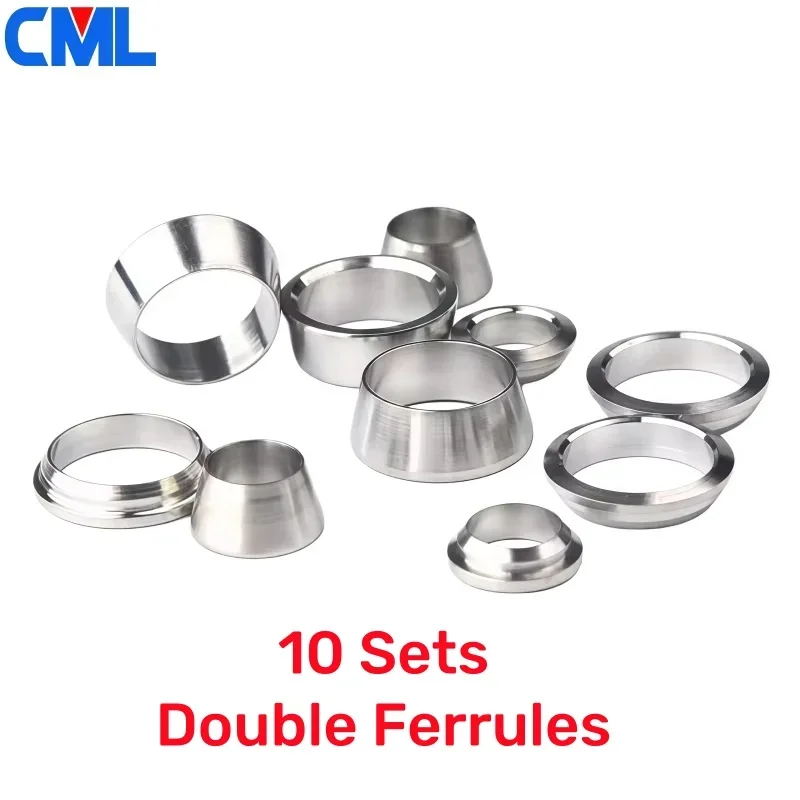 

304 316L Stainless Steel Compression Fitting Ferrule Sleeve Tube OD 3 4 6 8 10 12 14 16 1/8'' 1/4'' 3/8'' 1/2'' Double Ferrules