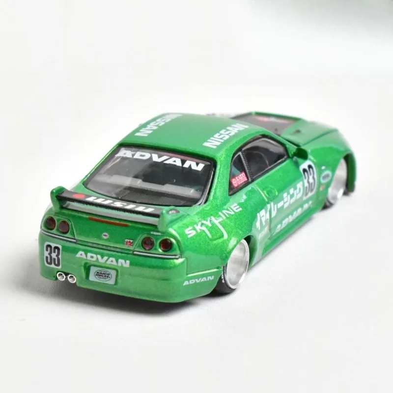 KAIDO HUIS MINIGT1/64 Skyline GTR R33 Legering Motorvoertuig Speelgoed spuitgieten Metalen Model Collectie Jongen Kerstcadeaus