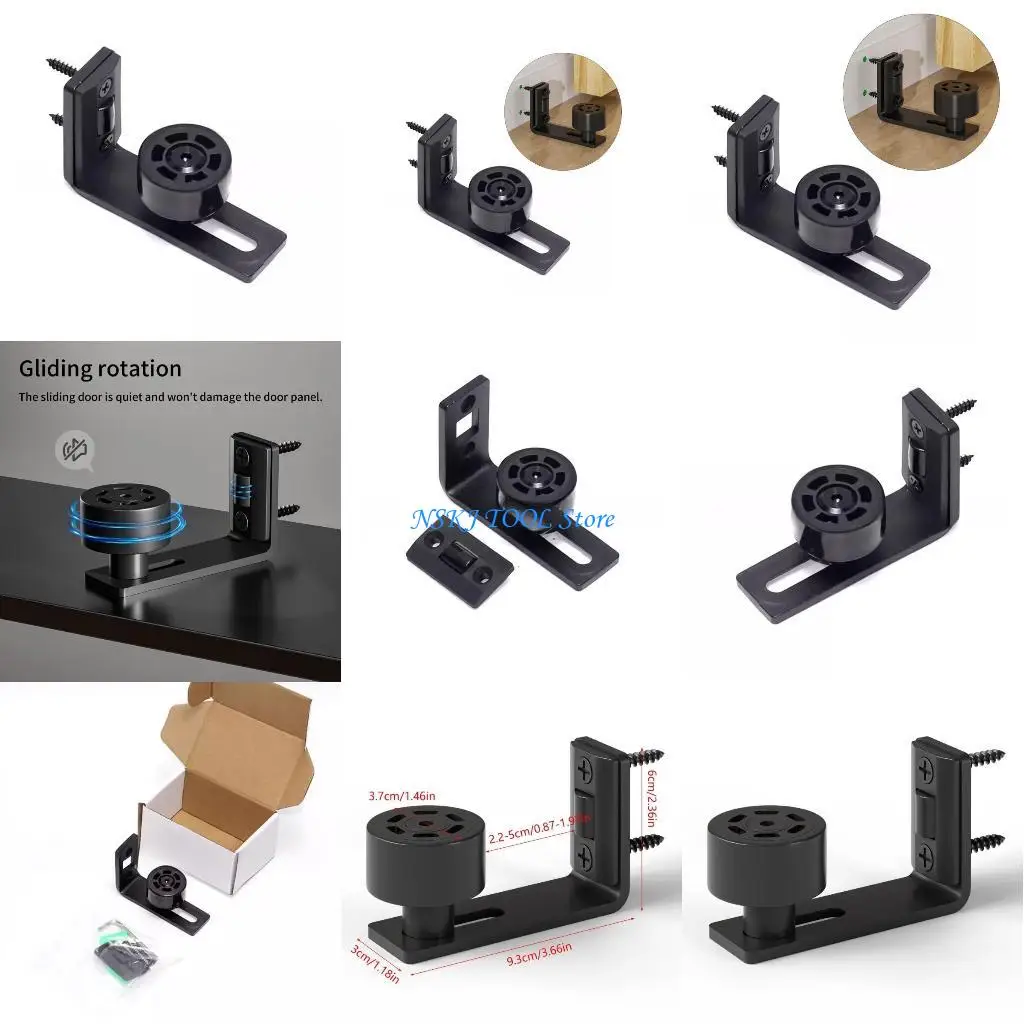 نظام بكرة مسار باب الحظيرة L8RC، سهل التركيب، دليل باب بقاعدة من الفولاذ الكربوني، تصميم مضاد للتمايل، لمسة نهائية سوداء غير #1