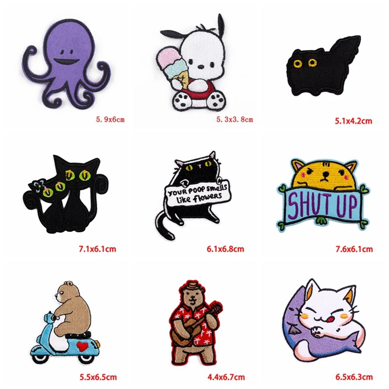 Prajna 10PCS Wholesale Animal Patch On Clothes DIY Iron On Patches Cartoon Stickers Embroidered Patches for Clothing Appliques