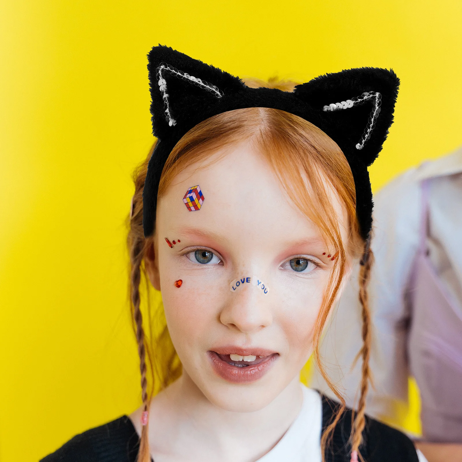 1세트 고양이 귀 머리띠 꼬리 리본 코스프레 소품 파티 의상 액세서리 할로윈 축제용 고양이 귀와 꼬리