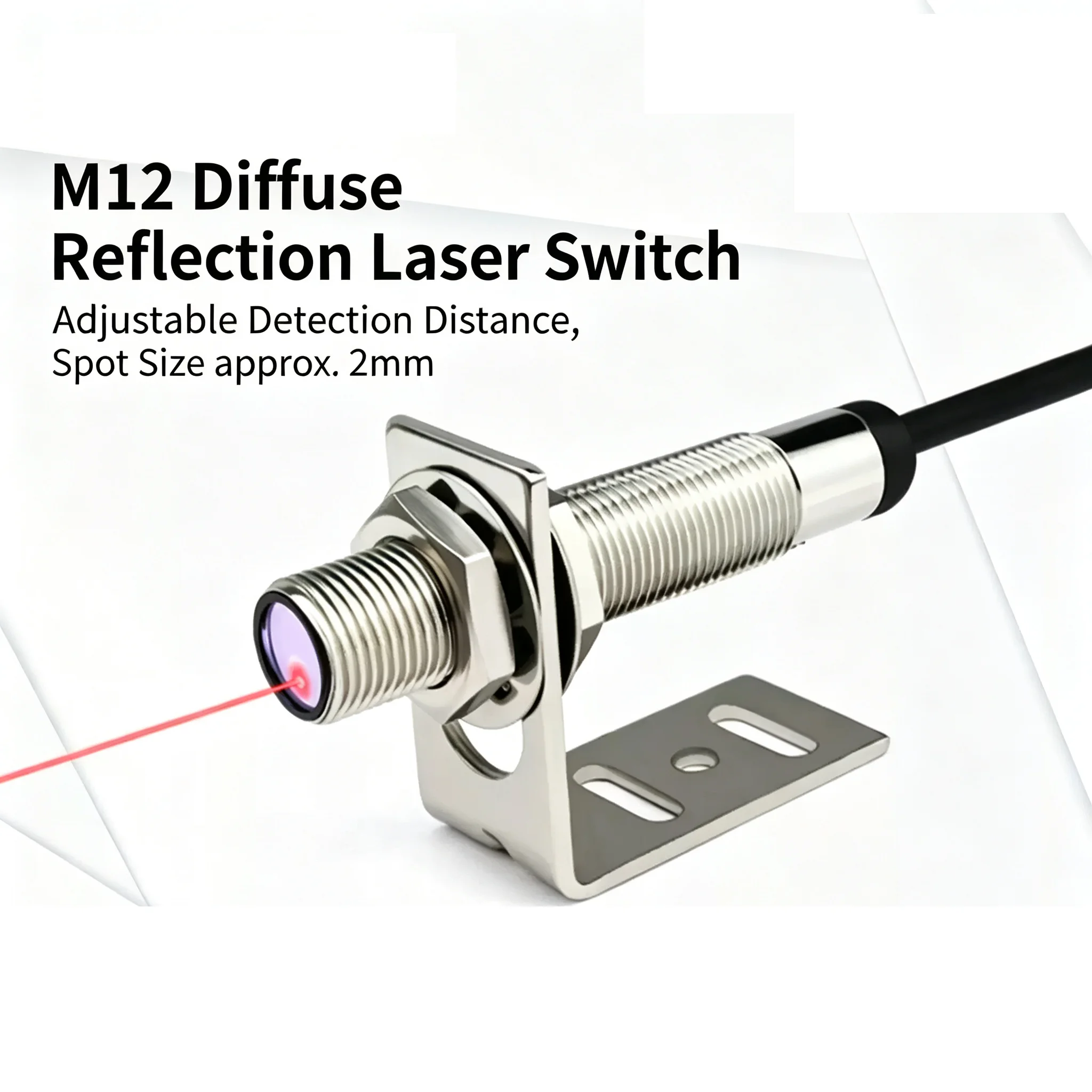 30cm Diffuse Reflection Infrared Visible Material Opague Optoelectric Switch M12 Waterproof Laser Sensor Photoelectric Switch