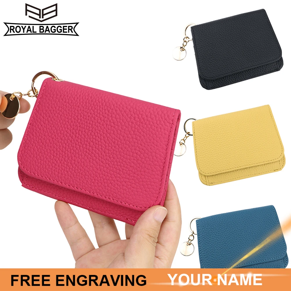 

Royal Bagger Genuine Cow Leather RFID Short Wallet for Women Fashion Simple Slim Ladies Coin Purse Portable Card Holders 1445