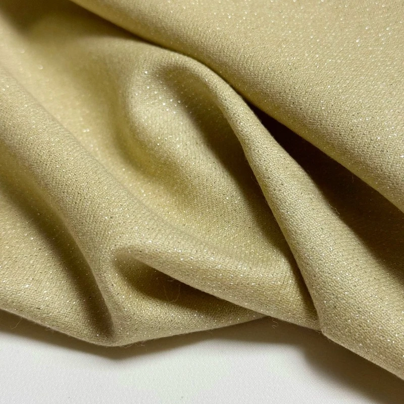 Gold Thread Fine Flash Light Ginger Worsted Pure Wool Fabric for Suit Dress Micro-elastic Autumn Winter 150cm Wide 300 G/m