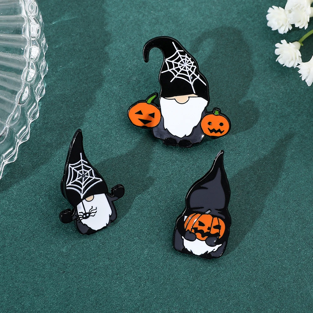 Schattige Cartoon Gezichtsloze Oude Man Emaille Pin Gothic Tovenaar Badge Schattige Pompoen Spookbroche Halloween Sieraden Accessoire Geschenken