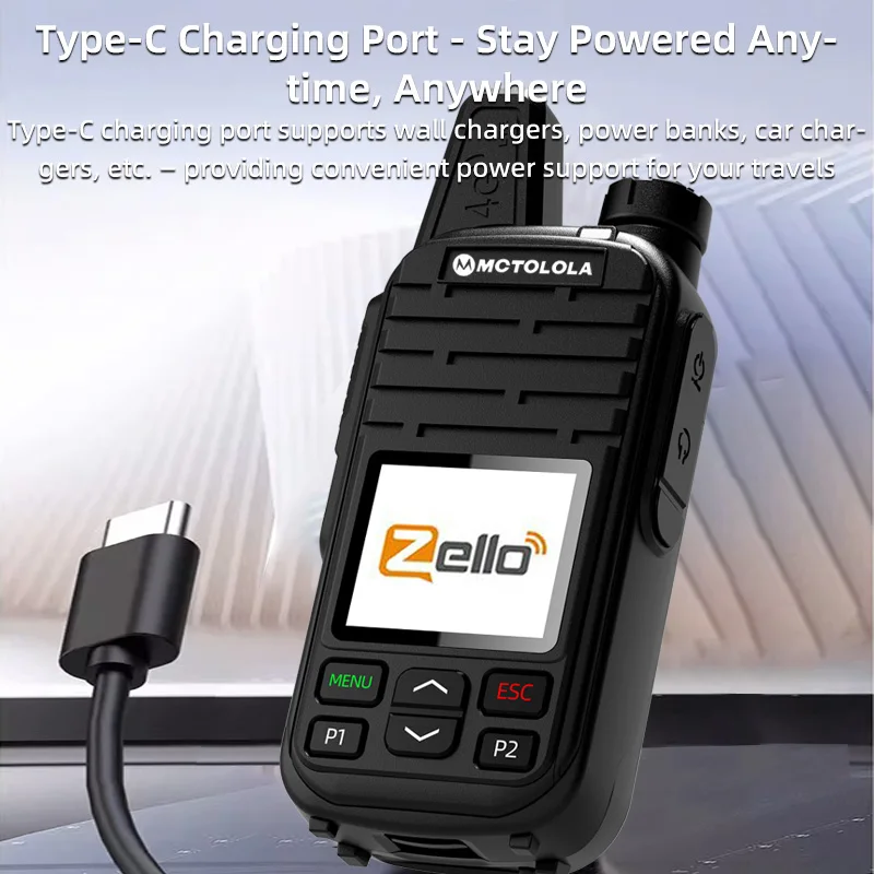 MOTOLOLA Zello 4G POC Wireless Remote Control Walkie Talkie Android8.1 Bluetooth Global PTT WiFi Support SIM card 5000km ﻿