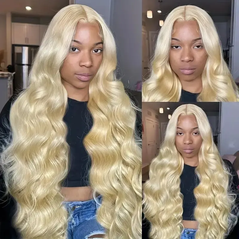 613 Blonde 13X6 HD Lace Wigs 32 Inch 13x4 Frontal 150 Density Colored Body Waves Bez kleju Dziecięce włosy dla kobiet Peruka z ludzkich włosów