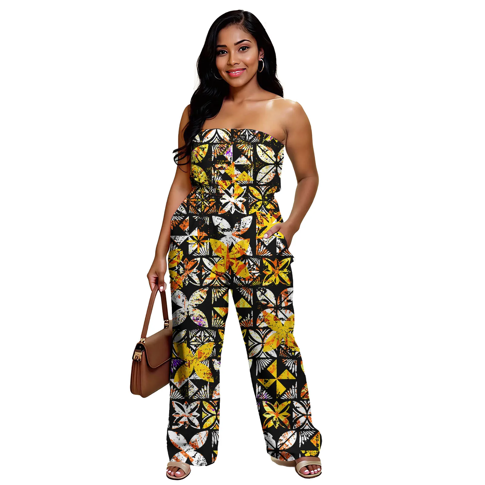 Excellent Custom Logo Summer Wear Ladies Clothes Women Samoan Trendy Playsuits Aloha Romper Polynesian Oversize Sexy Lady Wear