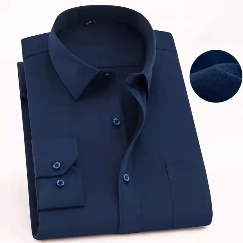 

Brand Plus Size Men's Slim Fit Plain Shirt Social Business Casual Long Sleeve Dress Shirts Black Red Multi-color Daily Office
