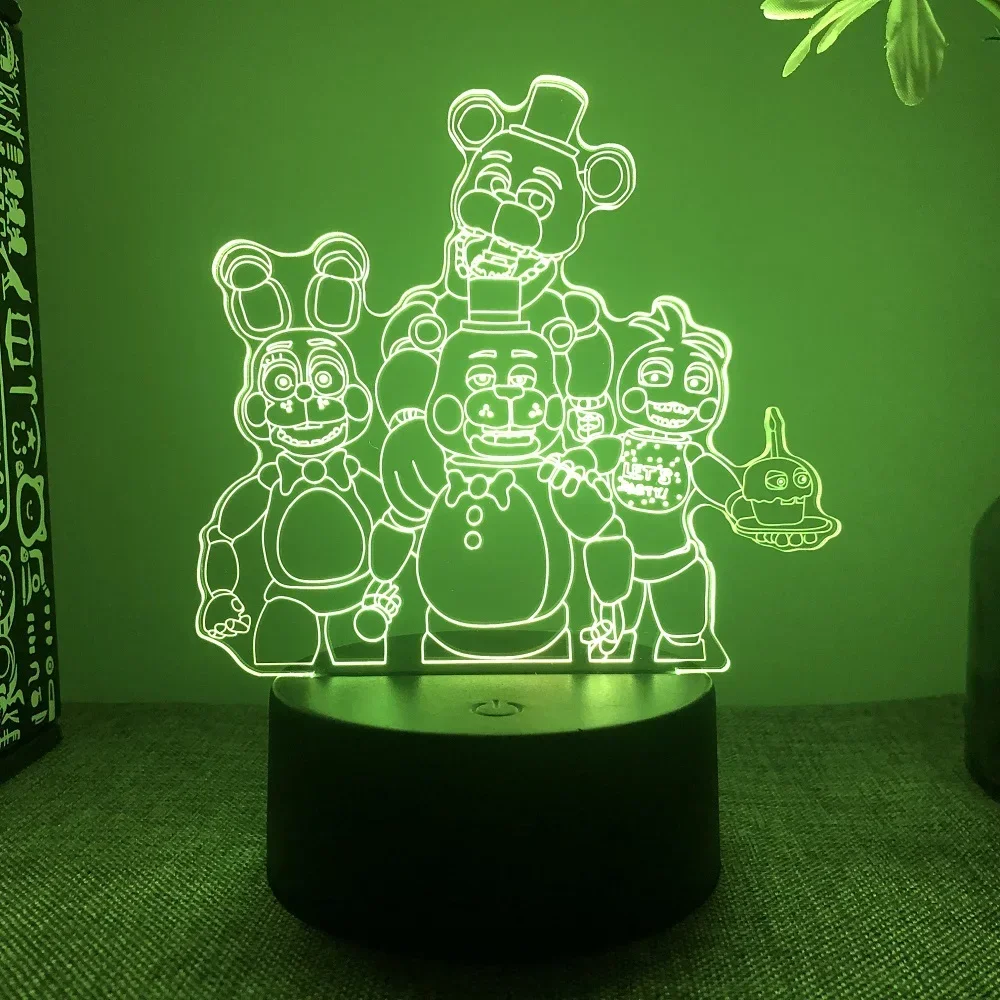 Bear Freddy 3D Acrylic Night Light with Remote Control 16 Colors Transform Bedroom Decoration Kids Game Fans Xmas Halloween Gift