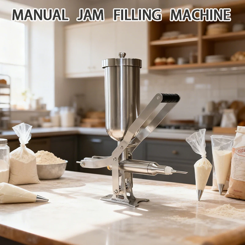Cream Filling Machine Manual Pastry Injector 4.5L Stainless Steel Chocolate Jam Puffs Filling Cream Filler Bakerys Kitchen Tool