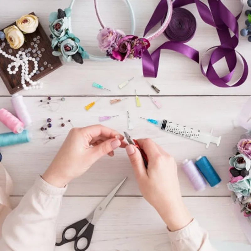 160PCS 0.5 pollici 10 calibro diverso punta smussata bottiglia di colla aghi erogazione ago con blocco esca per ricaricare inchiostri e-liquidi