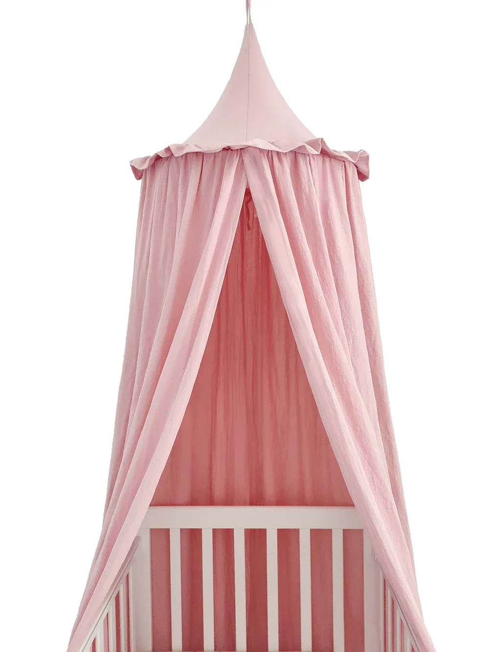 Crib Kids Room Deco Baldachin with Frill Bed Curtain Canopy for Nursery