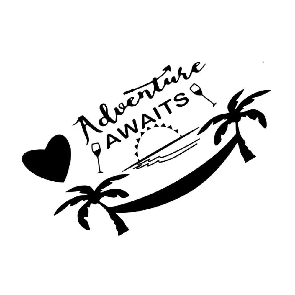 

Adventure Awaits Camping Vinyl Decal, Outdoor Theme Sticker for RV Camper Van SUV Truck, Waterproof Auto Exterior Decor