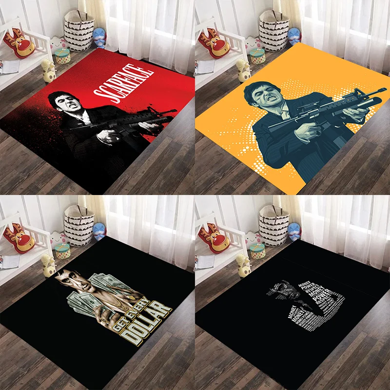 Movie S-Scarface Living Room Bedroom Sofa Doormat Home Decor Non Slip Carpet Parlour Floor Large Area Rug Wahsable Kitchen Mat