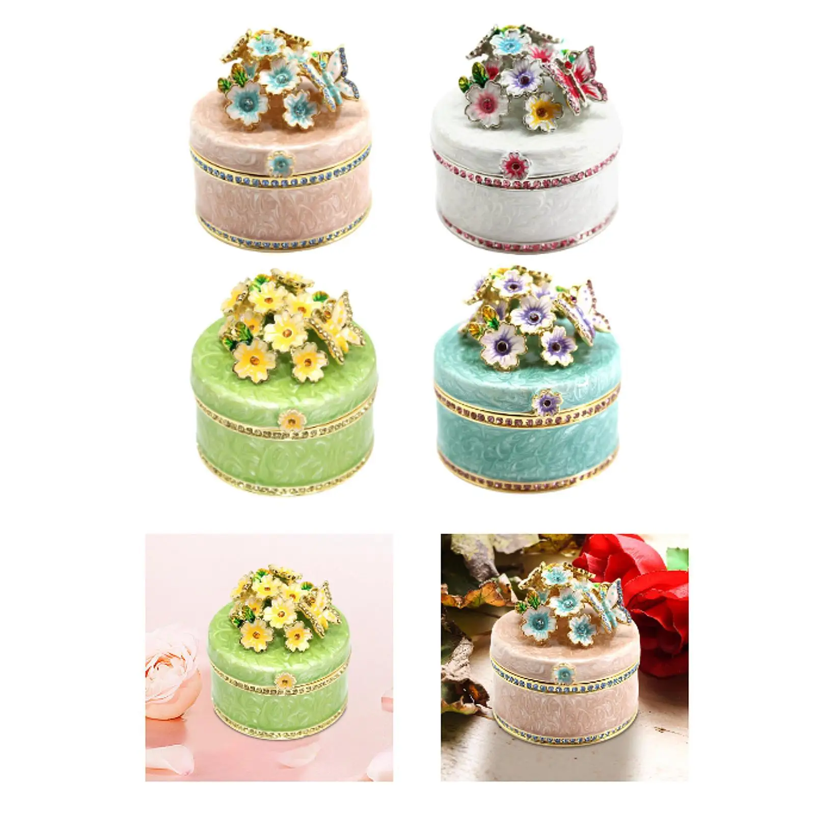 

Mini Jewelry Box Hand Painted Trinket Box Jewelry Storage Case for Earrings Bracelet
