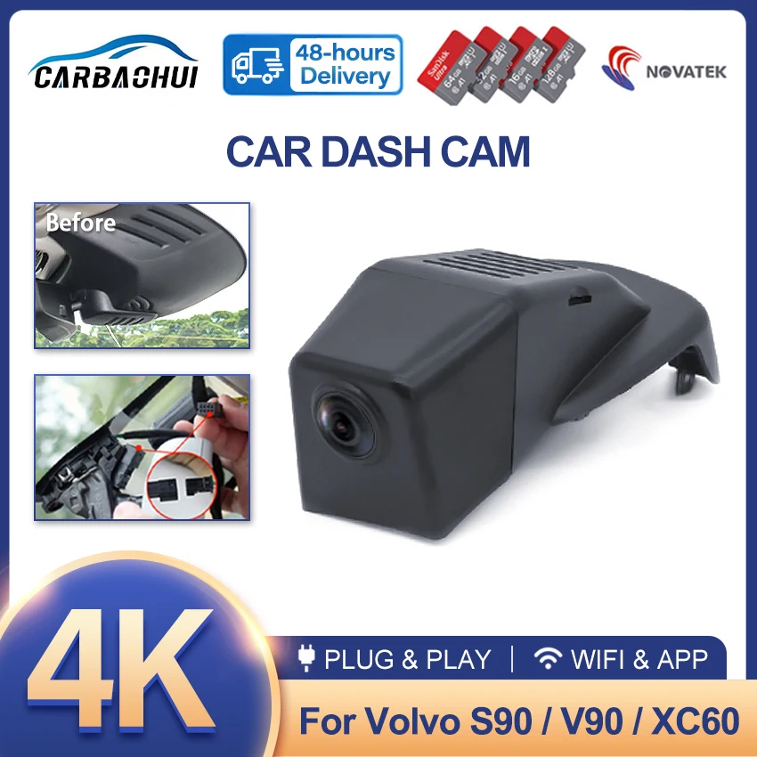 

High Quality HD 4K 2160P Easy install Car Video Recorder Dash Cam Camera For Volvo XC60 S90 V90 V40 2017-2022 Wireless DashCam