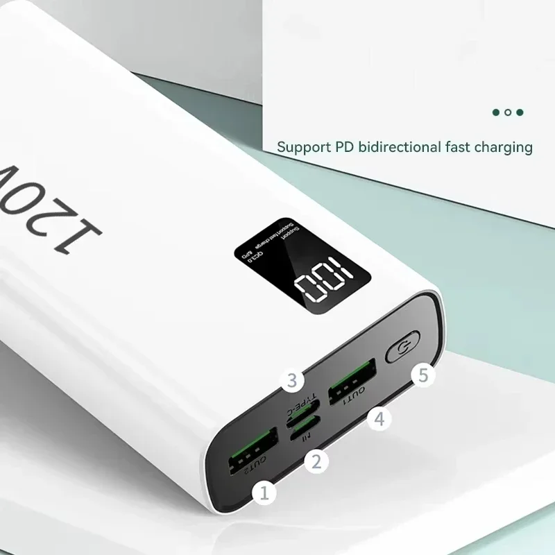Lenovo 120W Power Bank 50000mAh High Capacity Fast Charging Portable Battery Charger For iPhone Samsung Huawei For Xiaomi NEW