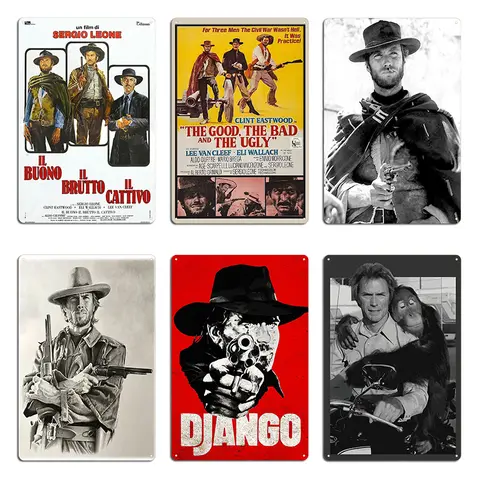 Clint Eastwood Metal Tabela Sinema Duvar Boyama Sinema Mutfak Clint Eastwood Amerika Batı Teneke tabela Posteri oluşturmak